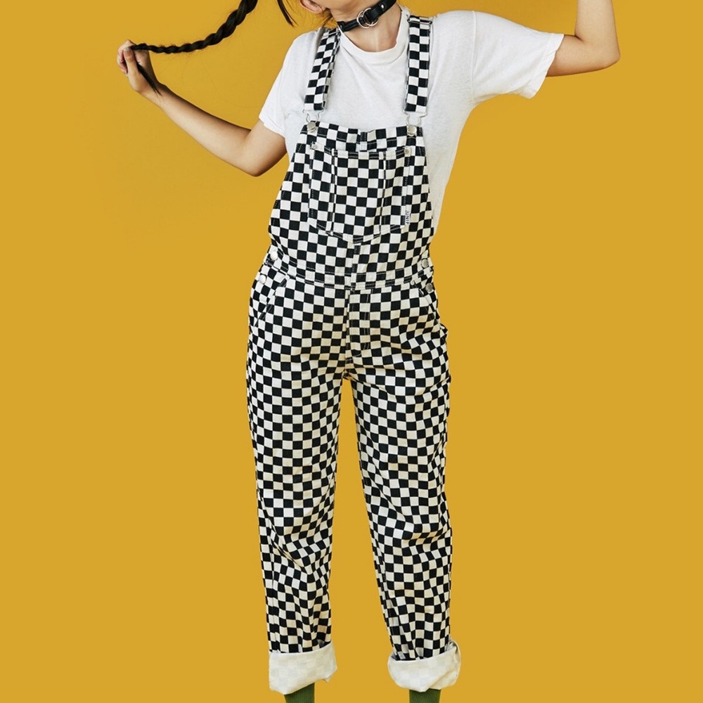 NWT UNIF Black and White Checkered Overalls - Picture 5 of 8